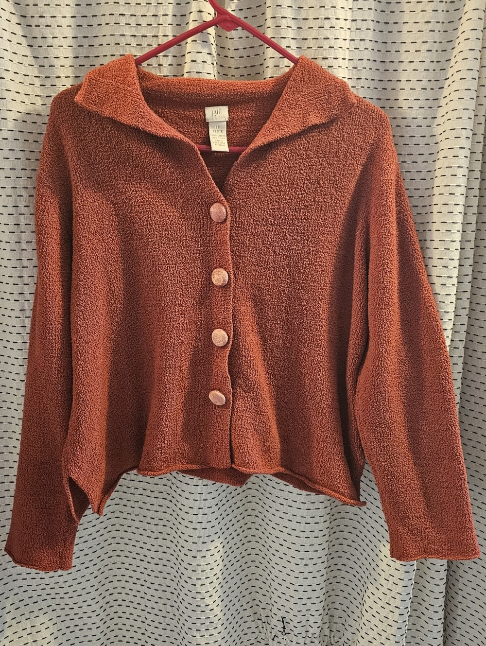 J. Jill Burnt Orange Button-Front Cozy Cardigan